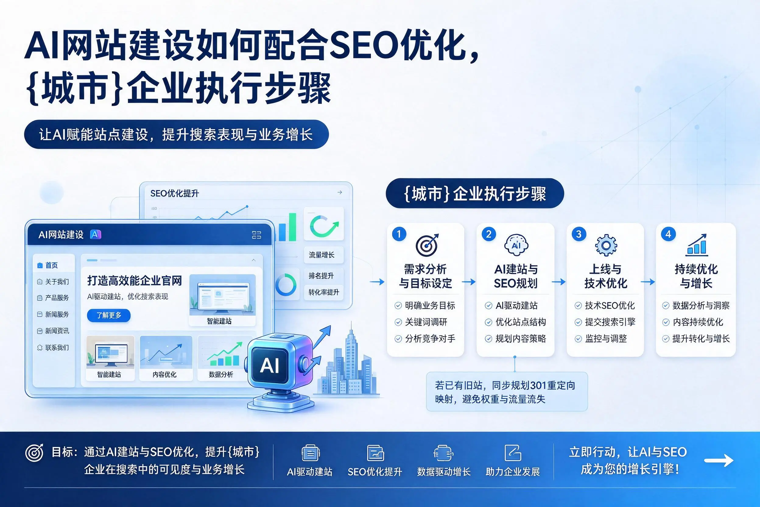 AI网站建设如何配合SEO优化,广州企业执行步骤
